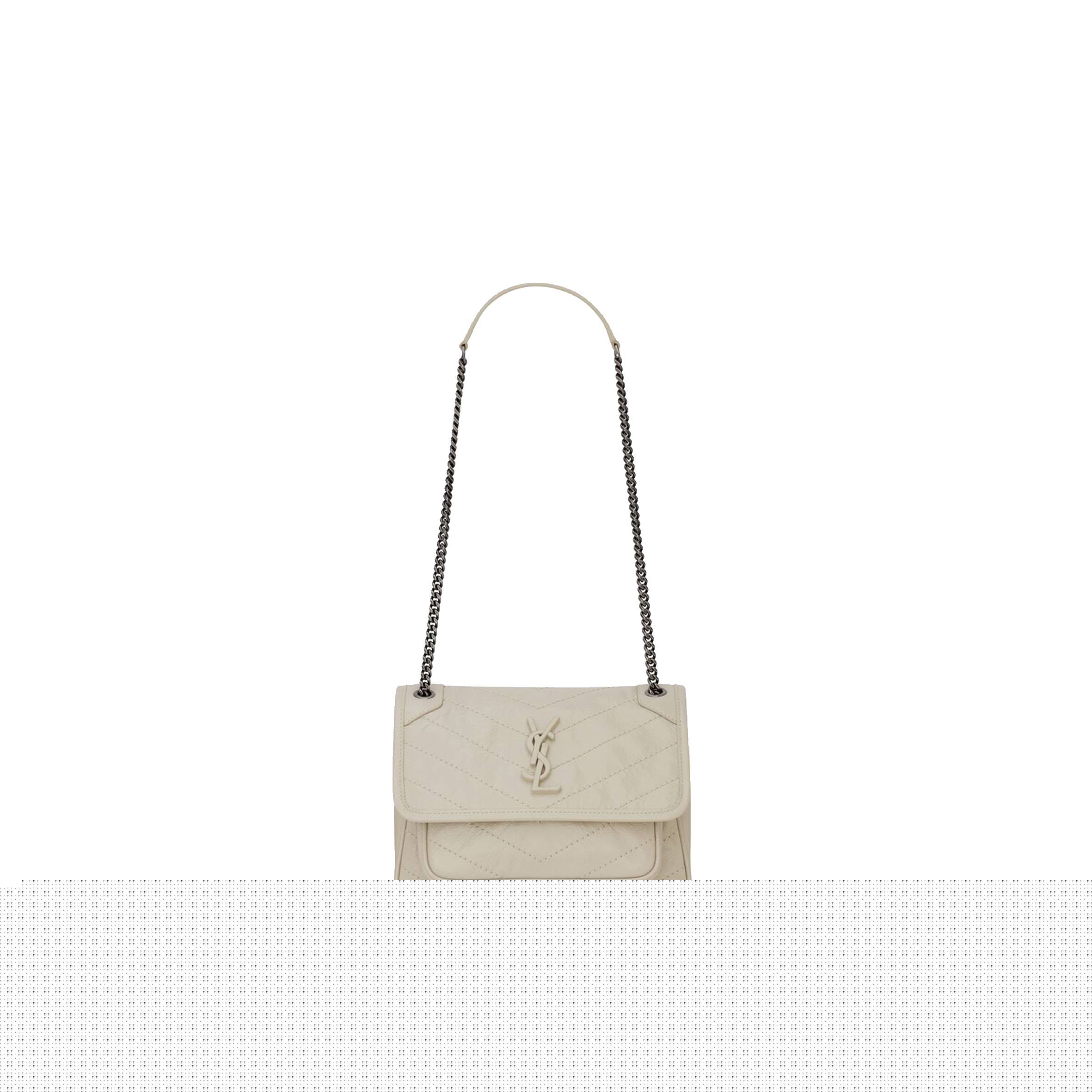 YSL NIKI BABY CHAIN BAG IN CRINKLED VINTAGE LEATHER 6331600EN049207 (21*16*7.5cm)