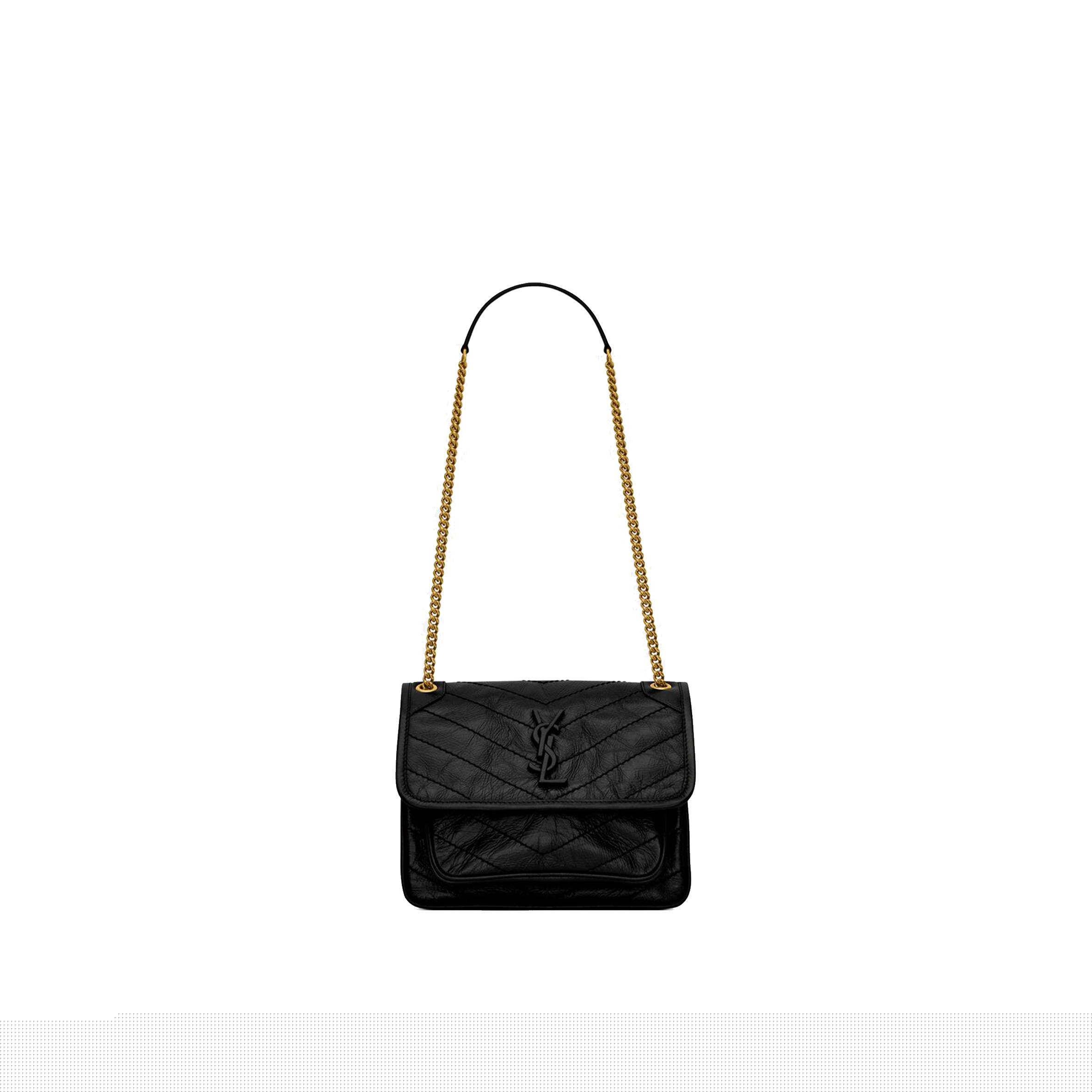 YSL NIKI BABY CHAIN BAG IN CRINKLED VINTAGE LEATHER 6331600EN071000 (21*16*7.5cm)