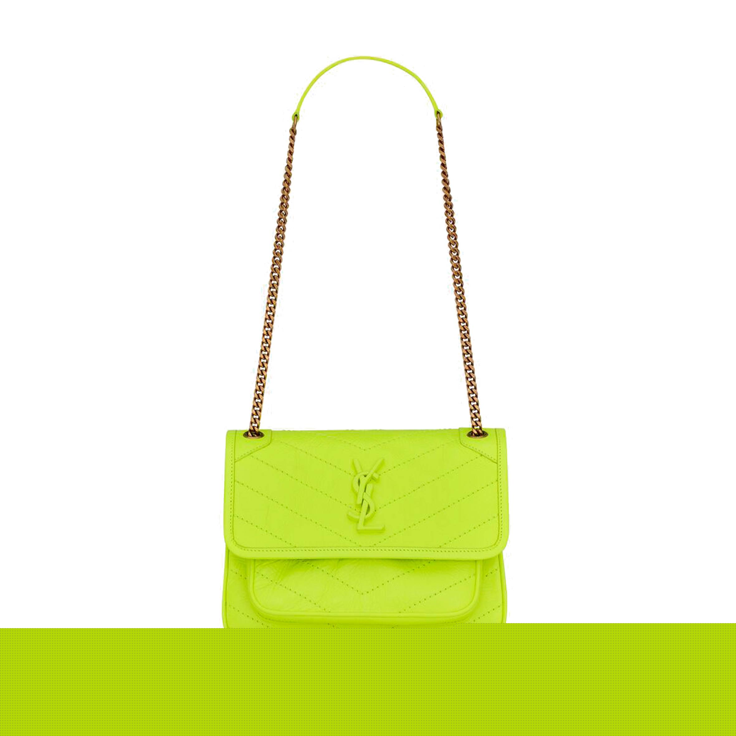 YSL NIKI BABY CHAIN BAG IN CRINKLED LAMBSKIN 633160AAA6N7109 (21*16*7.5cm)