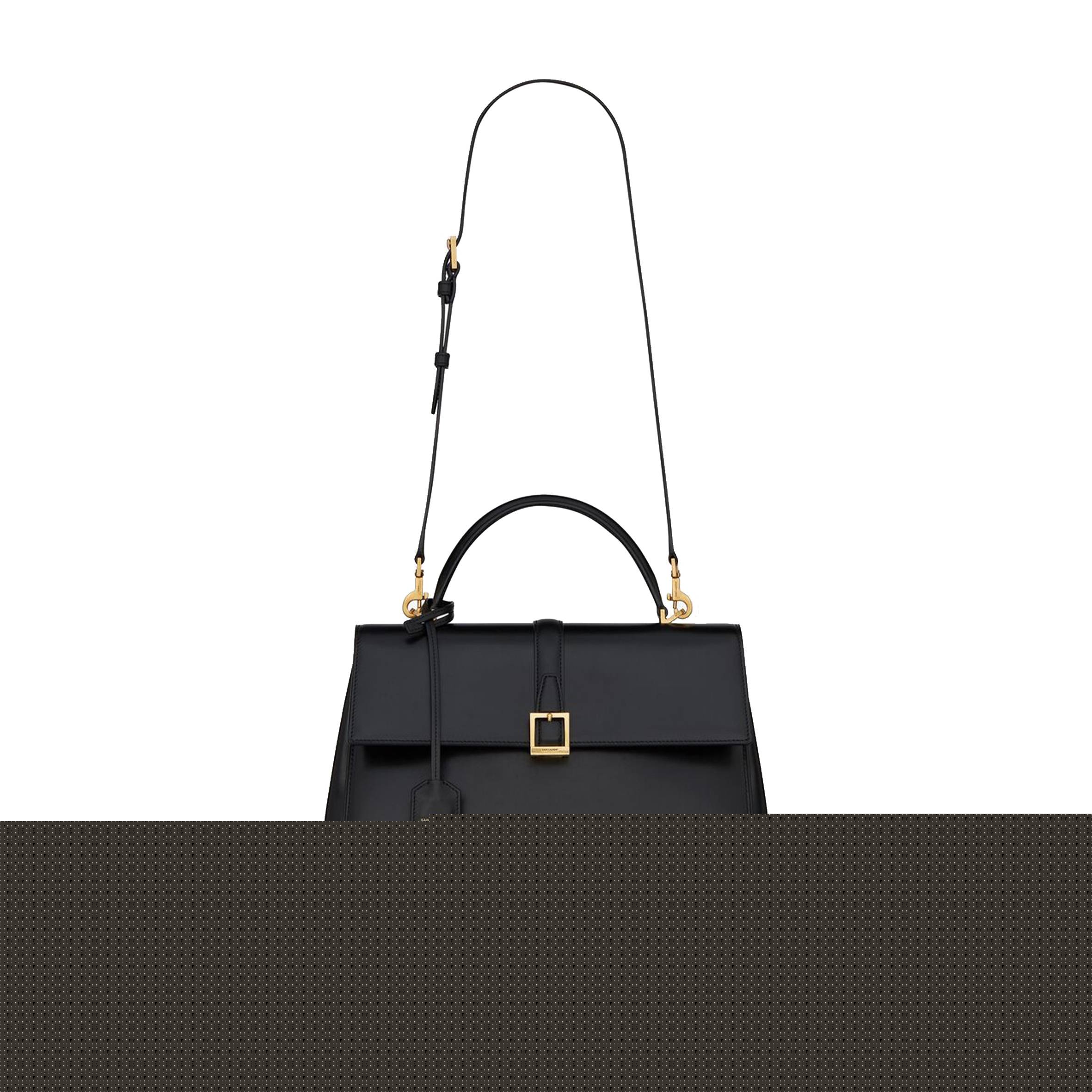 YSL LE FERMOIR TOP HANDLE BAG IN SHINY LEATHER 6749882ZA0W1000 (30*22*12cm)